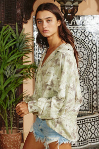 Blushed Tie-dyed Oversized Shacket