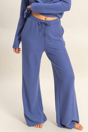 Brushed Waffle Casual Wide Leg Sweatpants