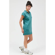 Half Zip Up Mock Neck Mini Dress: DARK TEAL