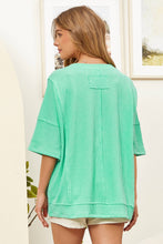 Half Sleeve Relaxed Pocket Blouse: Mint Green / S