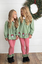 Kids Christmas Candy Cane Stripe Santa Ruffle Legging Set