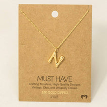 Gold Dipped Bubble Letter Pendant Necklace: N
