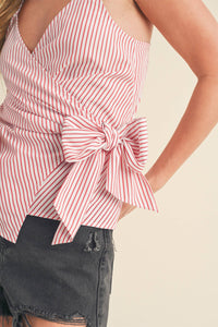 Salley Wrap Top - Red/White