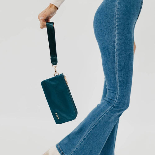 Cove Double Zip Nylon Wristlet Wallet Wholesale: Teal