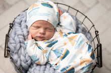 Infant Unisex Blue Sail Boat Baby Gown and Hat Set