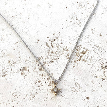Tiny Cross Mix-Metal Necklace w/ Clear Crystal