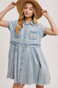Denim Button Down Shirt Mini Dress