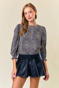 Puff Sleeve Leopard Print Blouse