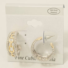 Gold Plated Two Tone Layered Chain Hoop Earrings
