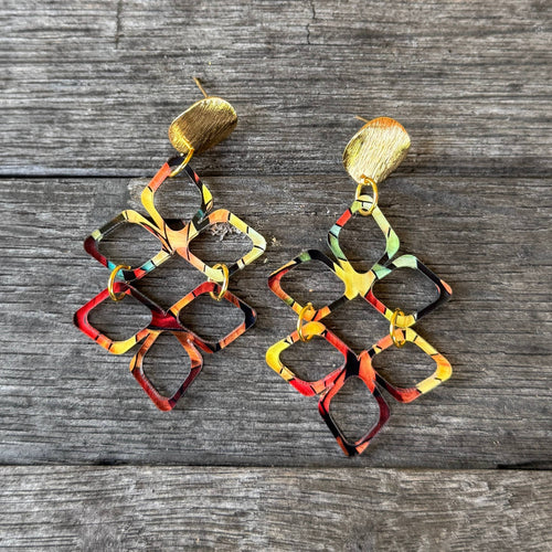 Positano Drops - Autumn Stained Glass - Acrylic Earrings