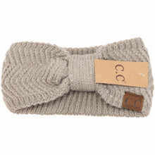 Chevron Knit Knot Women's Fashion Headband: Warm Grey