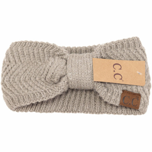 Chevron Knit Knot Women's Fashion Headband: Warm Grey