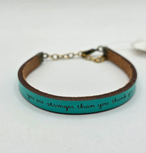 "You Are Stronger" Adjustable Leather Bracelet