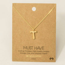 Gold Dipped Bubble Letter Pendant Necklace: T
