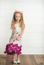 Kids Plum Floral 3 Ruffle Spring Summer Dress