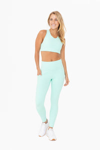 Laser-Cut and Bonded Essential Foldover Highwaist Leggings: ICE GREEN / S:M:L (2:2:2)