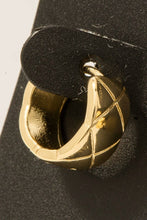 Gold Dipped Quilt Pattern Hinge Hoop Earrings