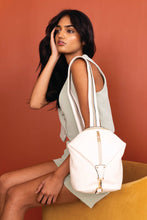 BP2465 Linnette Foldover Clasp Backpack w/ Zip Compartment: White