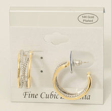 Gold Plated Two Tone Layered Hoop Earrings