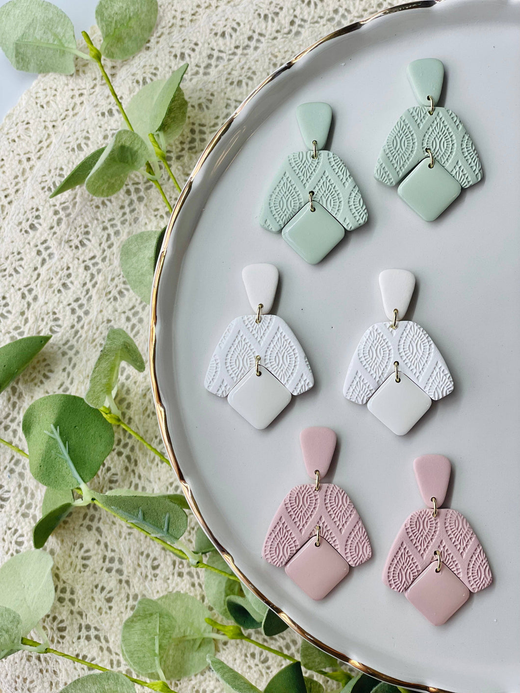 Blooming Boomerang Earrings: Sage Green