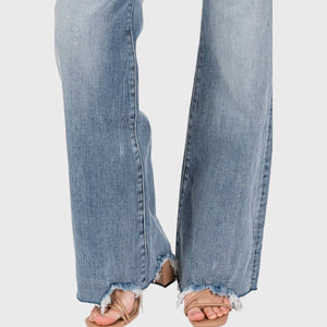 HIGH RISE STRETCH VINTAGE FLARE W/ FRAYED HEM