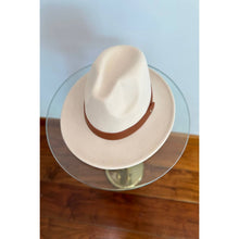 Classic Fedora Hat with Leather Belt: IVORY