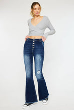 KanCan High Rise Exposed Button Flare Jeans