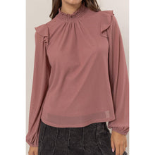 Lurex Mesh Ruffle Blouse