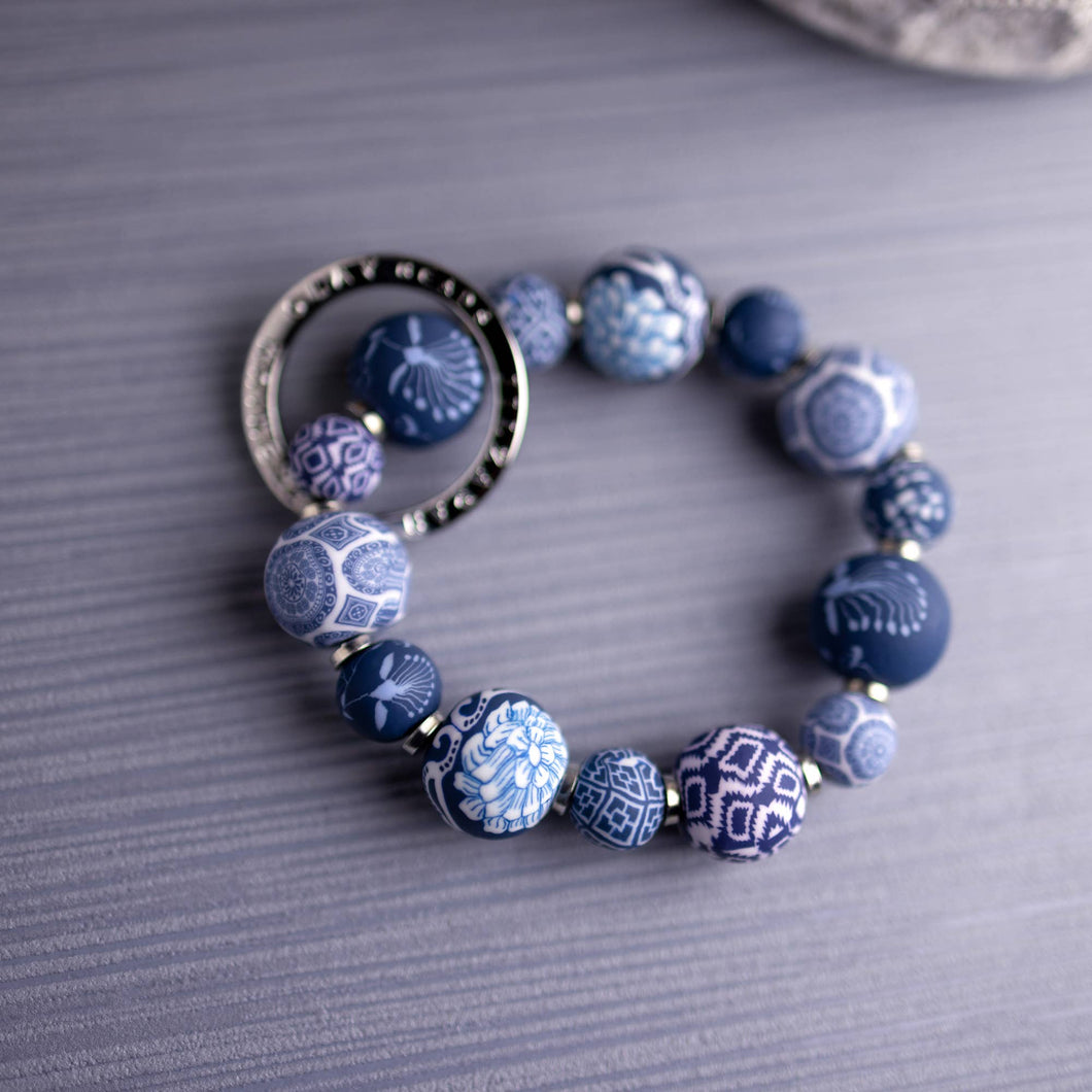 Dutch Blue Small Bead Keychain