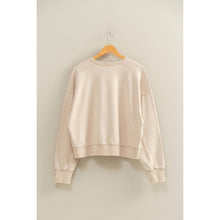 Oversized Crew Neck Sweatshirt With Raw Hem - Dark Taupe