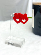 Sylvie Double Heart Earrings: Cherry