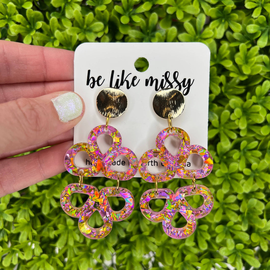 Ravello Drops - Cocktail Party - Pink + Gold Acrylic Earring