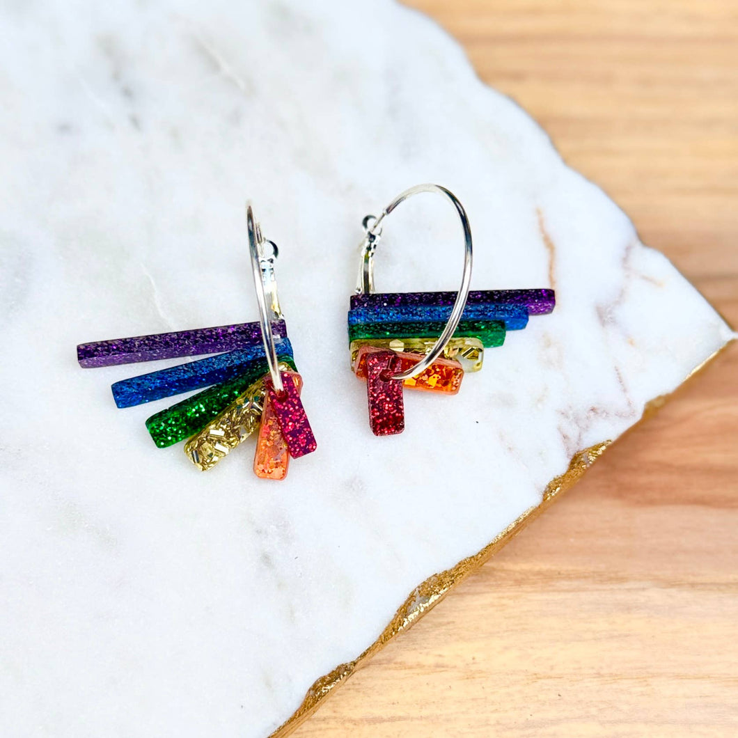 Pride Earrings - Rainbow Hoops
