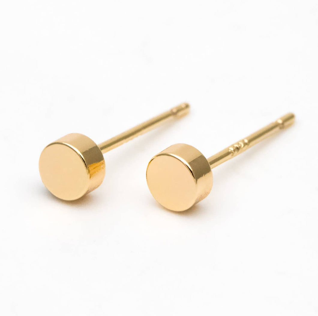 18k gold plated round stud earrings- dainty