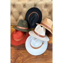 Classic Fedora Hat with Leather Belt: IVORY