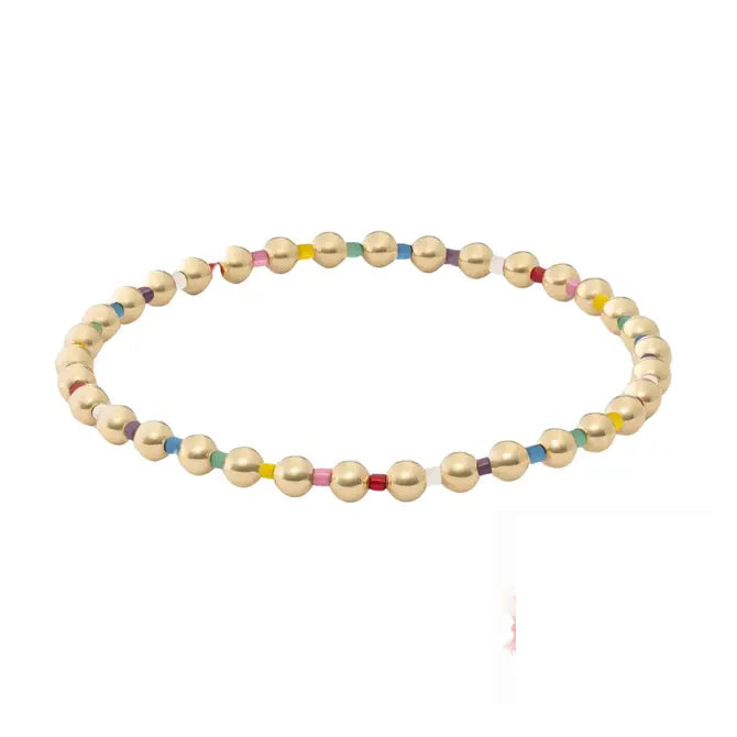 Chloe Bracelet 18k Gold Beaded Stretch: Multi-Colored