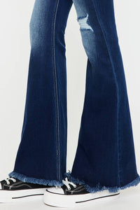 KanCan High Rise Exposed Button Flare Jeans