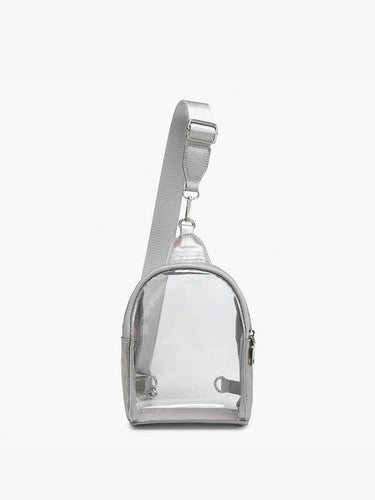 Ellen Clear Sling Bag w/ Removable Guitar Strap: Silver
