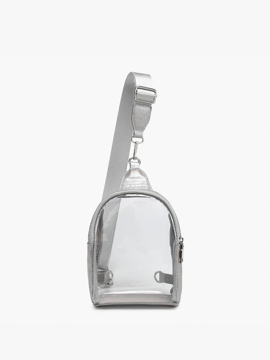 M2436CR Ellen Clear Sling Bag w/ Removable Guitar Strap: Silver