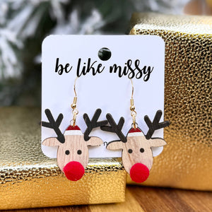 Christmas Reindeer Earrings - Rudolph Earrings