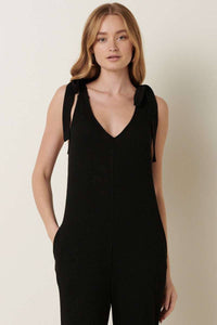 Slub Rib Knit Cross Back Jumpsuit
