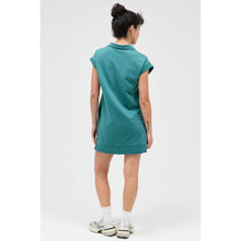 Half Zip Up Mock Neck Mini Dress: DARK TEAL