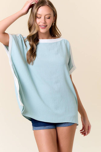 Airflow Boat Neck Contrast Band Top