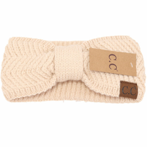 Chevron Knit Knot Women's Fashion Headband: Beige
