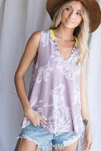 Grommet Detail Floral Print Tank Top
