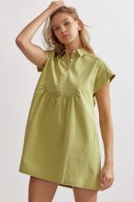 Acid Wash Denim Button Front Dress