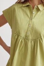 Acid Wash Denim Button Front Dress