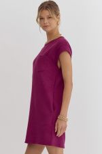 Textured Round Neck Sleeveless Mini Dress