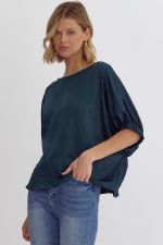 Satin Roundneck Short Sleeve Top