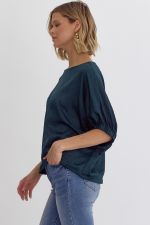 Satin Roundneck Short Sleeve Top